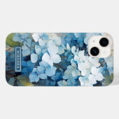 Coques Case-Mate iPhone Élégant bleu aquarelle Hydrangea Nom Modèle (Verso (horizontal))