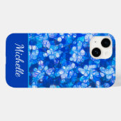 Coques Case-Mate iPhone Elégant bleu blanc Aquarelle Fleurs Monogramme (Verso (horizontal))