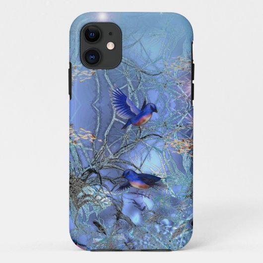 Coques Case-Mate iPhone Elégant Bleu Bleu Oiseaux bleus (Dos)