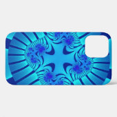 Coques Case-Mate iPhone Élégant bleu clair fractal (Verso (horizontal))
