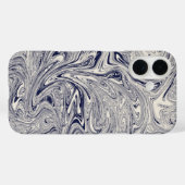 Coques Case-Mate iPhone Elégant bleu et Marbre blanc spiral (Verso (horizontal))