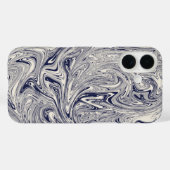 Coques Case-Mate iPhone Elégant bleu et Marbre blanc spiral (Verso (horizontal))