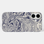 Coques Case-Mate iPhone Elégant bleu et Marbre blanc spiral (Verso (horizontal))