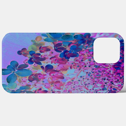 Coques Case-Mate iPhone Élégant bleu foncé et lumière magenta Hydrangea (Verso (horizontal))