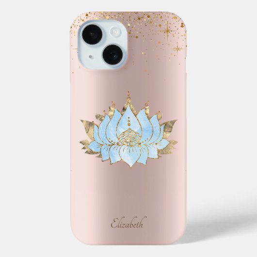 Coques Case-Mate iPhone Élégant bleu Lotus Rose or élégant (Verso)