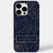Coques Case-Mate iPhone Élégant bleu or Roses Nom (Verso)