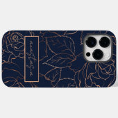 Coques Case-Mate iPhone Élégant bleu or Roses Nom (Verso (horizontal))