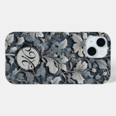 Coques Case-Mate iPhone Elégant bleu poussiéreux argent blanc gris gris fl (Verso (horizontal))