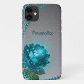 Coques Case-Mate iPhone Elégant bleu romantique cristal Rose perles (Dos)