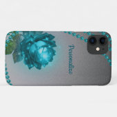 Coques Case-Mate iPhone Elégant bleu romantique cristal Rose perles (Dos (Horizontal))
