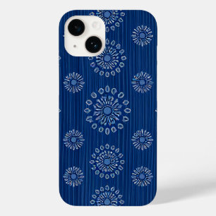 Coque Pour iPhone 14 Elégant bleu Sunmica Texture avec motif floral