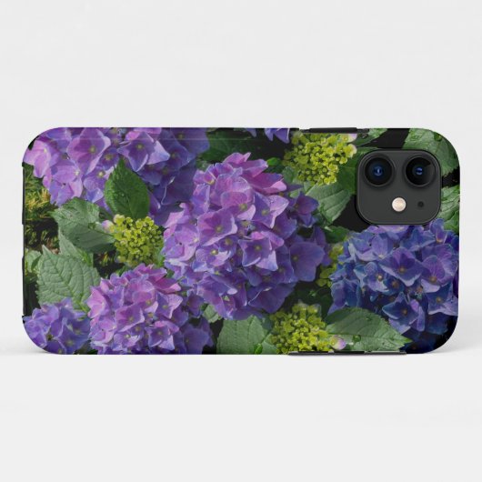 Coques Case-Mate iPhone Elégant bleu violet magenta vert hydrangée florale (Dos (Horizontal))