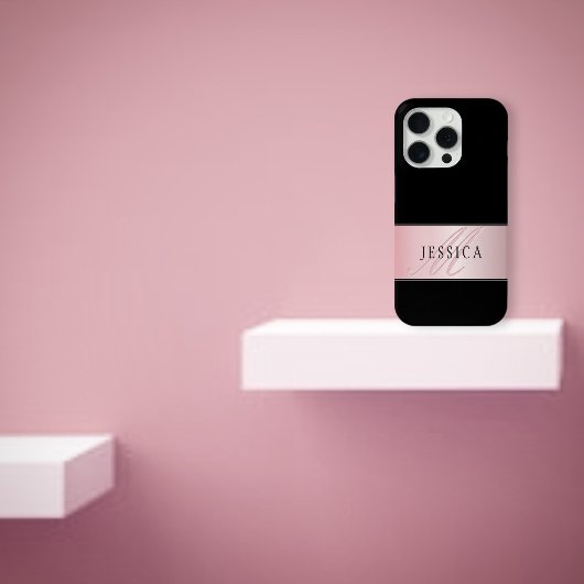 Coques Case-Mate iPhone Elégant Blush Faux Rose Gold | Nom et initiale
