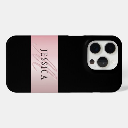 Coques Case-Mate iPhone Elégant Blush Faux Rose Gold | Nom et initiale (Verso (horizontal))