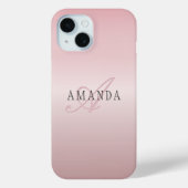 Coques Case-Mate iPhone Elégant Blush Faux Rose Gold | Nom et monogramme (Verso)