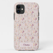 Coques Case-Mate iPhone Élégant Boho Aquarelle Fleur Papillon Monogramme (Dos)