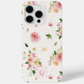 Coques Case-Mate iPhone Élégant Boho Floral | Monogramme Initiale (Verso)