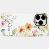 Coques Case-Mate iPhone Elégant Boho Orange Rose Aquarelle Fleurs sauvages (Verso (horizontal))