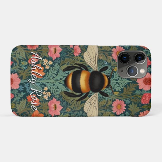 Coques Case-Mate iPhone Elegant boho retro bumblebee spring florals (Dos (Horizontal))