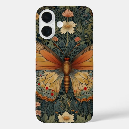 Coques Case-Mate iPhone Élégant boho rétro papillon botanique verdure (Verso)