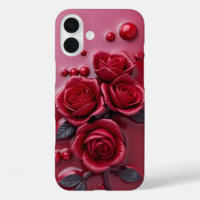 Élégant boîtier de téléphone 3D Floral Red Rose