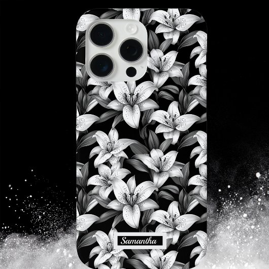 Coques Case-Mate iPhone Élégant boîtier de téléphone à motif floral noir