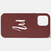 Coques Case-Mate iPhone Élégant bordeaux foncé Monogram Calligraphie simpl (Verso (horizontal))