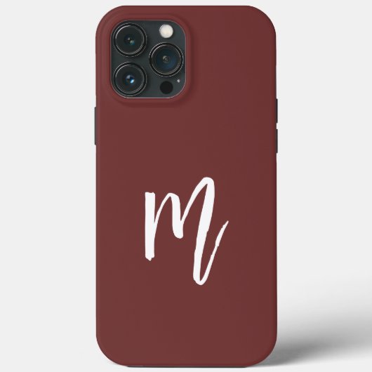 Coques Case-Mate iPhone Élégant bordeaux foncé Monogram Calligraphie simpl (Verso)