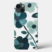Coques Case-Mate iPhone Élégant Botanique Florale Aqua Bleu (Verso)
