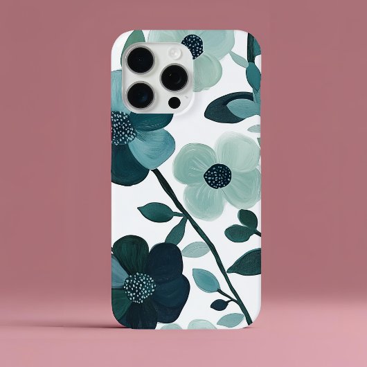 Coques Case-Mate iPhone Élégant Botanique Florale Aqua Bleu