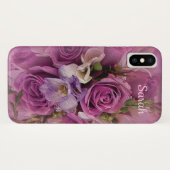 Coques Case-Mate iPhone Élégant bouquet rose et violet rose (Dos (Horizontal))