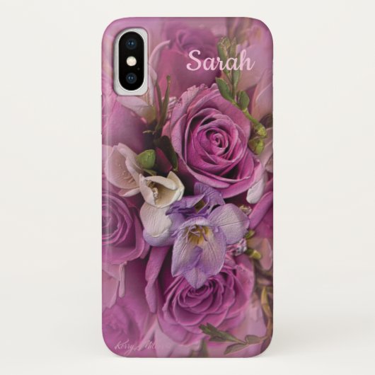 Coques Case-Mate iPhone Élégant bouquet rose et violet rose (Dos)