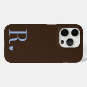 Coques Case-Mate iPhone Elegant brown &dusty blue monogram iniital (Verso (horizontal))