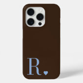 Coques Case-Mate iPhone Elegant brown &dusty blue monogram initial (Verso)