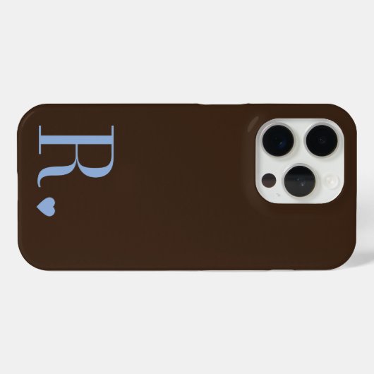 Coques Case-Mate iPhone Elegant brown &dusty blue monogram initial (Verso (horizontal))
