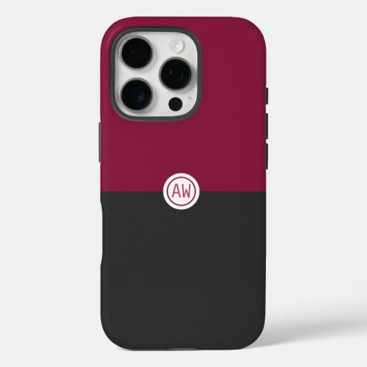 Coques Case-Mate iPhone Elegant Burgundy and Black Monogram (Verso)