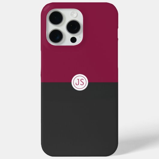 Coques Case-Mate iPhone Elegant Burgundy and Black Monogram (Verso)