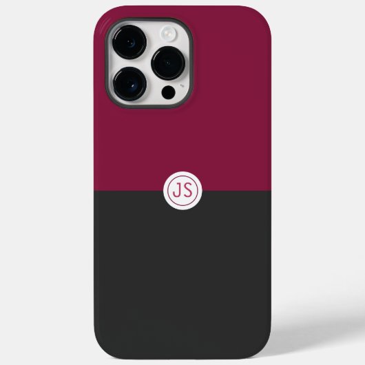 Coques Case-Mate iPhone Elegant Burgundy and Black Monogram (Verso)