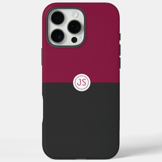 Coques Case-Mate iPhone Elegant Burgundy and Black Monogram (Verso)