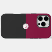 Coques Case-Mate iPhone Elegant Burgundy and Black Monogram (Verso (horizontal))