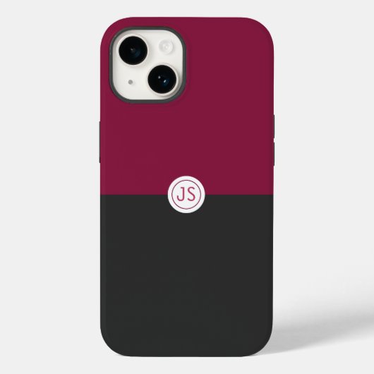 Coques Case-Mate iPhone Elegant Burgundy and Black Monogram (Verso)