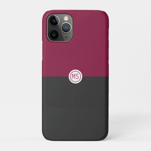 Coques Case-Mate iPhone Elegant Burgundy and Black Monogram (Dos)