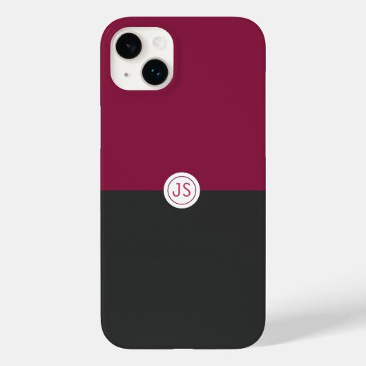 Coques Case-Mate iPhone Elegant Burgundy and Black Monogram (Verso)