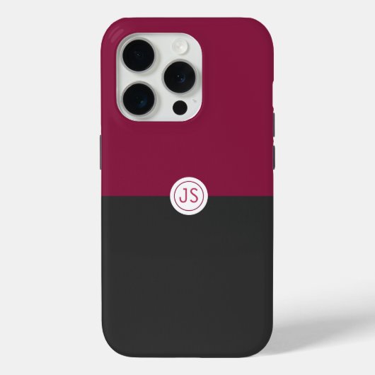 Coques Case-Mate iPhone Elegant Burgundy and Black Monogram (Verso)