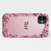 Coques Case-Mate iPhone Elégant cadre rose floral (Dos (Horizontal))