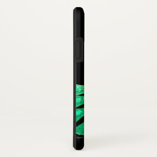 COQUES Case-Mate iPhone ÉLÉGANT CAPILLON EN VERT, MONOGRAMME DE JADE (Dos/Droite)