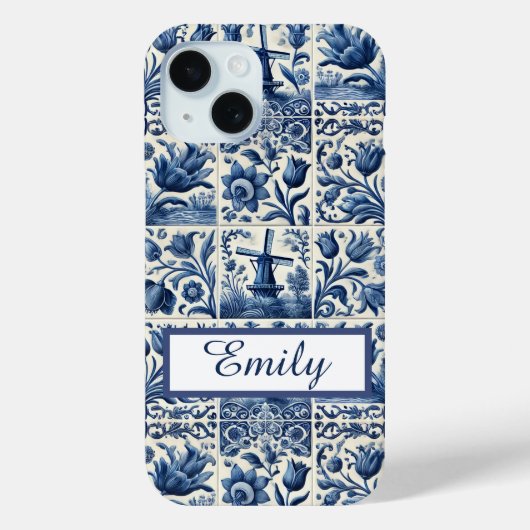 Coques Case-Mate iPhone Elégant Carreaux Delft Personnalisé (Verso)