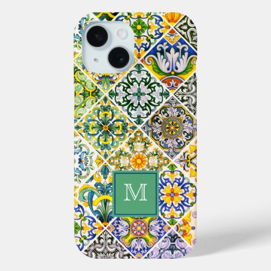 Coques Case-Mate iPhone Elégant carrelage vert méditerranéen sicilien (Verso)