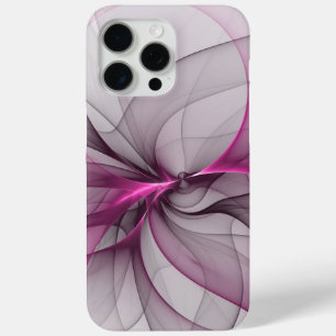 Coque iPhone 15 Pro Max Élégant Chaos Moderne Art Fractal Abstrait Rose
