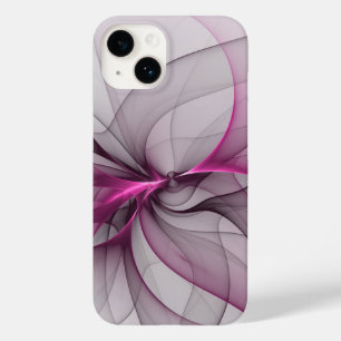 Coque Pour iPhone 14 Élégant Chaos Moderne Art Fractal Abstrait Rose